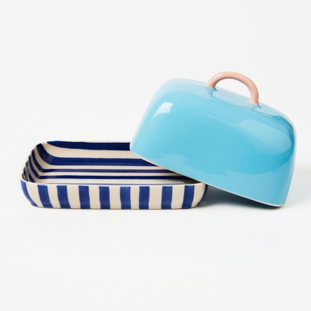 Bloomie Blue Butter Dish