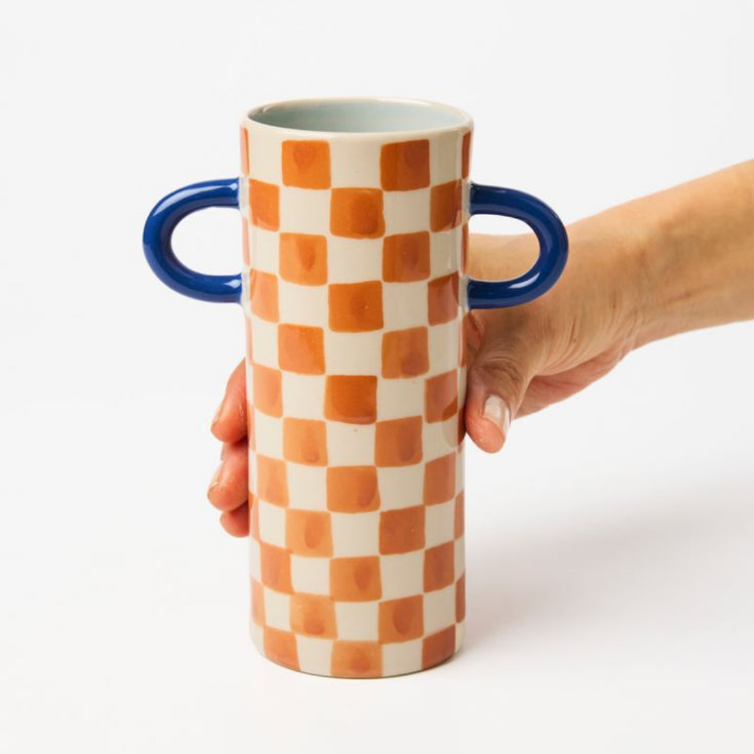 GRIFFE TAN CHECK BUD VASE