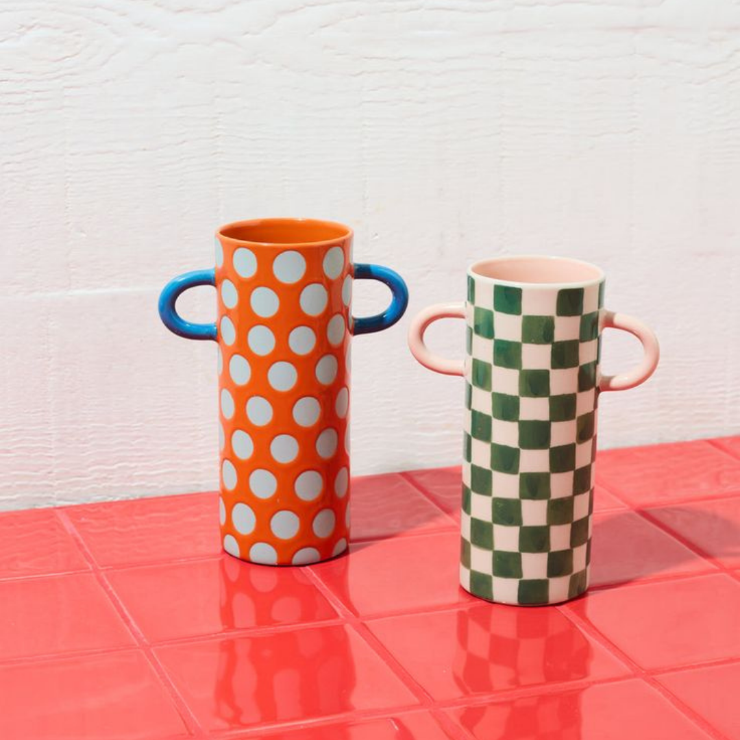 GRIFFE GREEN CHECK BUD VASE