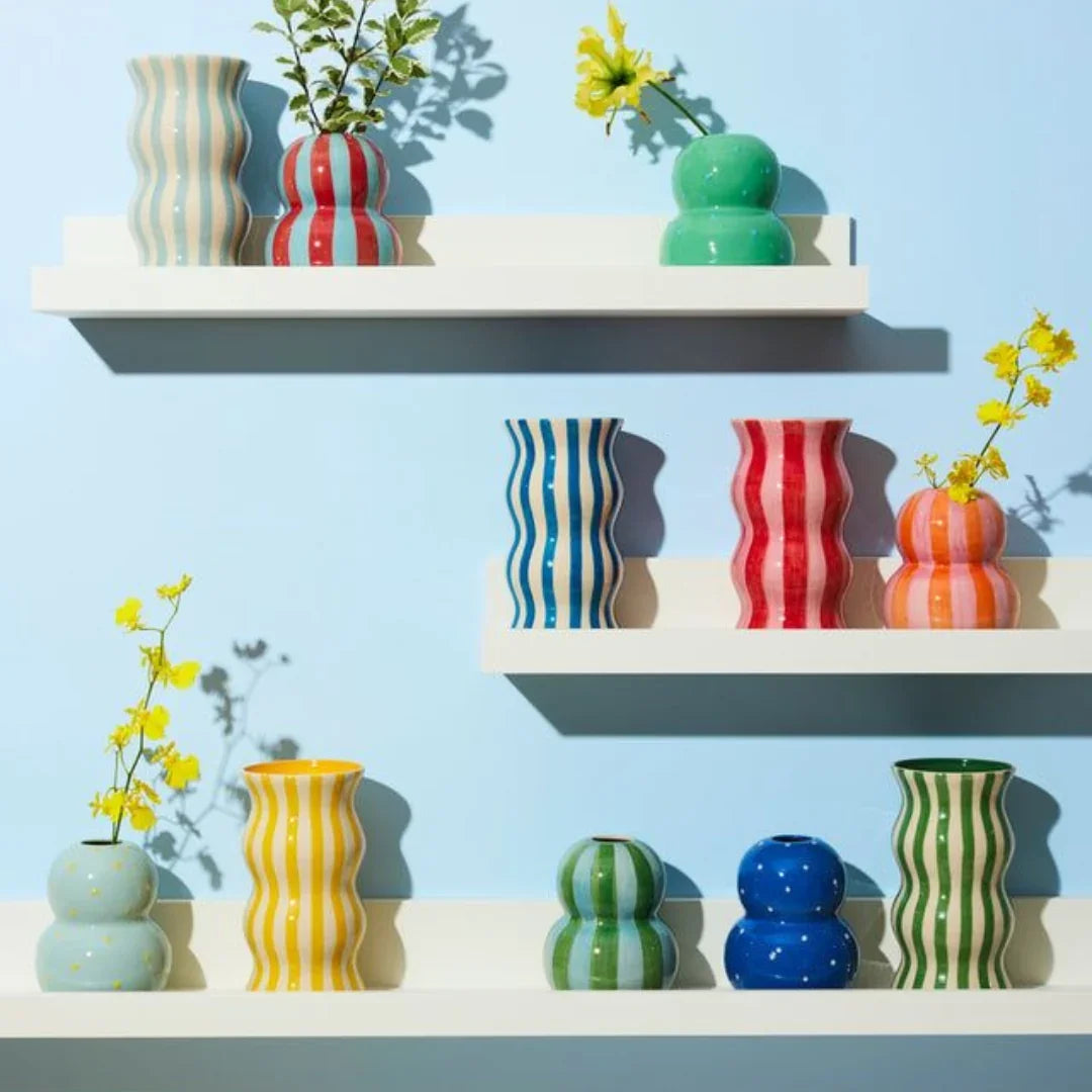 Fonda Green Blue Stripe Vase