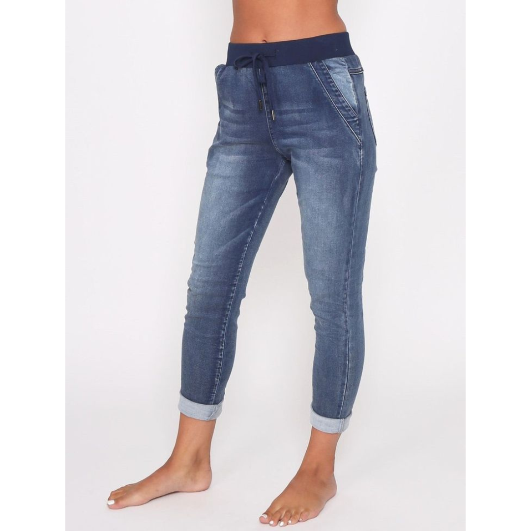 RILEY STRETCH DENIM JOGGER - BLUE WASH