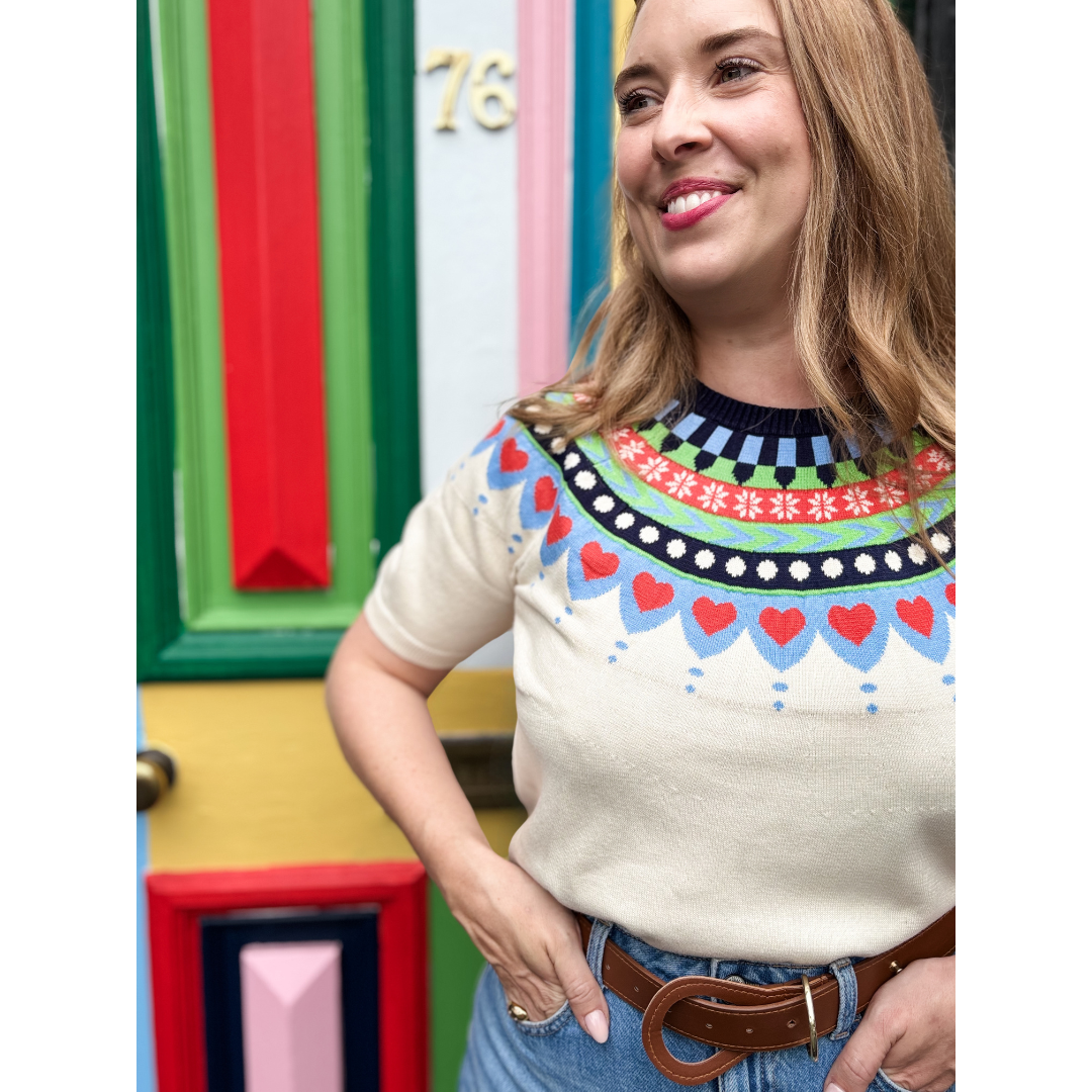 Cotton Knit Sweater Tee -  Chalk - 50% OFF