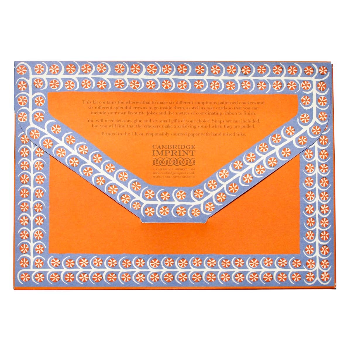 Cambridge Imprint make your own Christmas crackers kit with patterned crackers, paper hats and ribbon, view 4