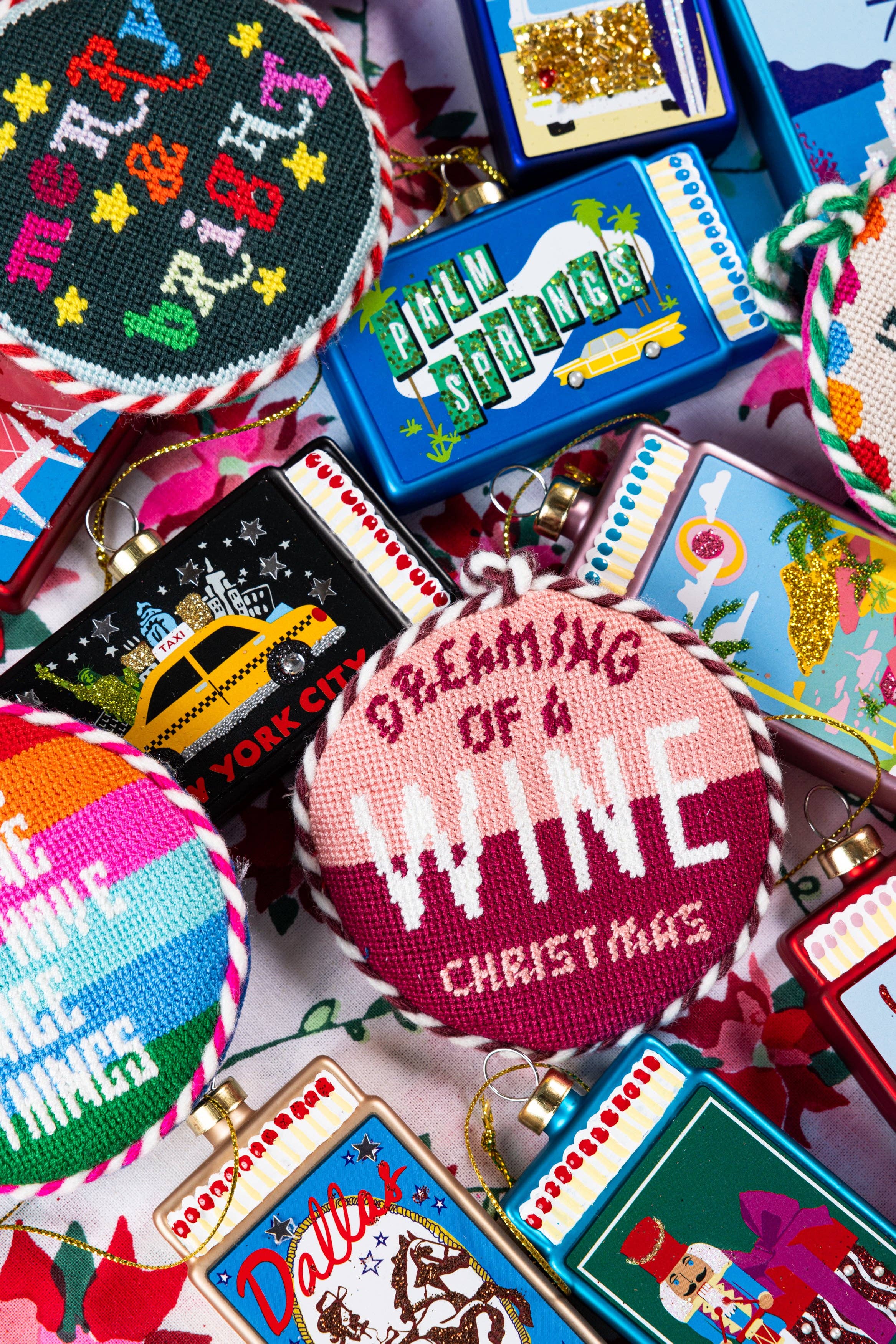 Needlepoint Ornament - Wine Christmas - LAST ONE!