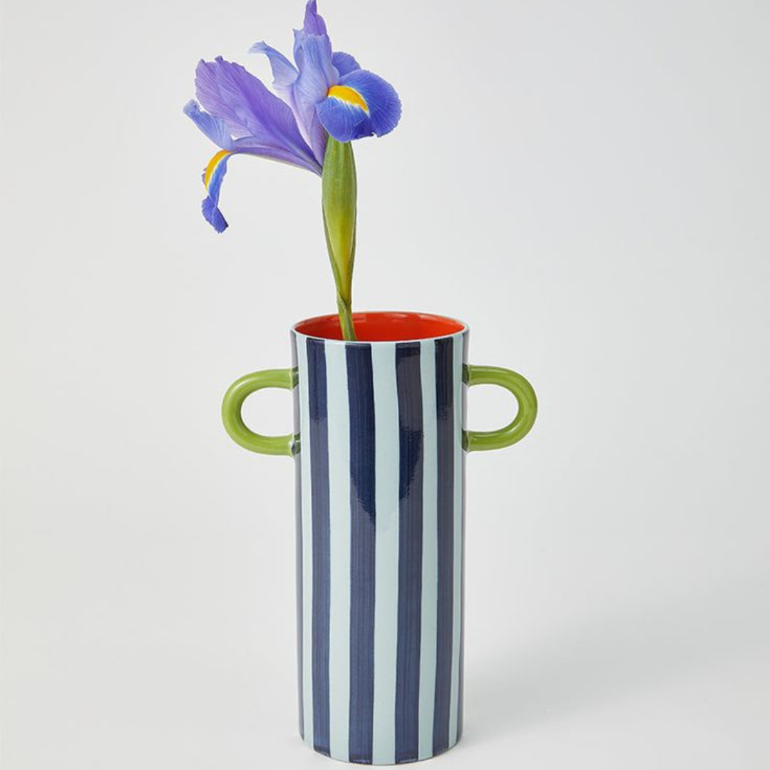 GRIFFE BLUE STRIPE TALL VASE