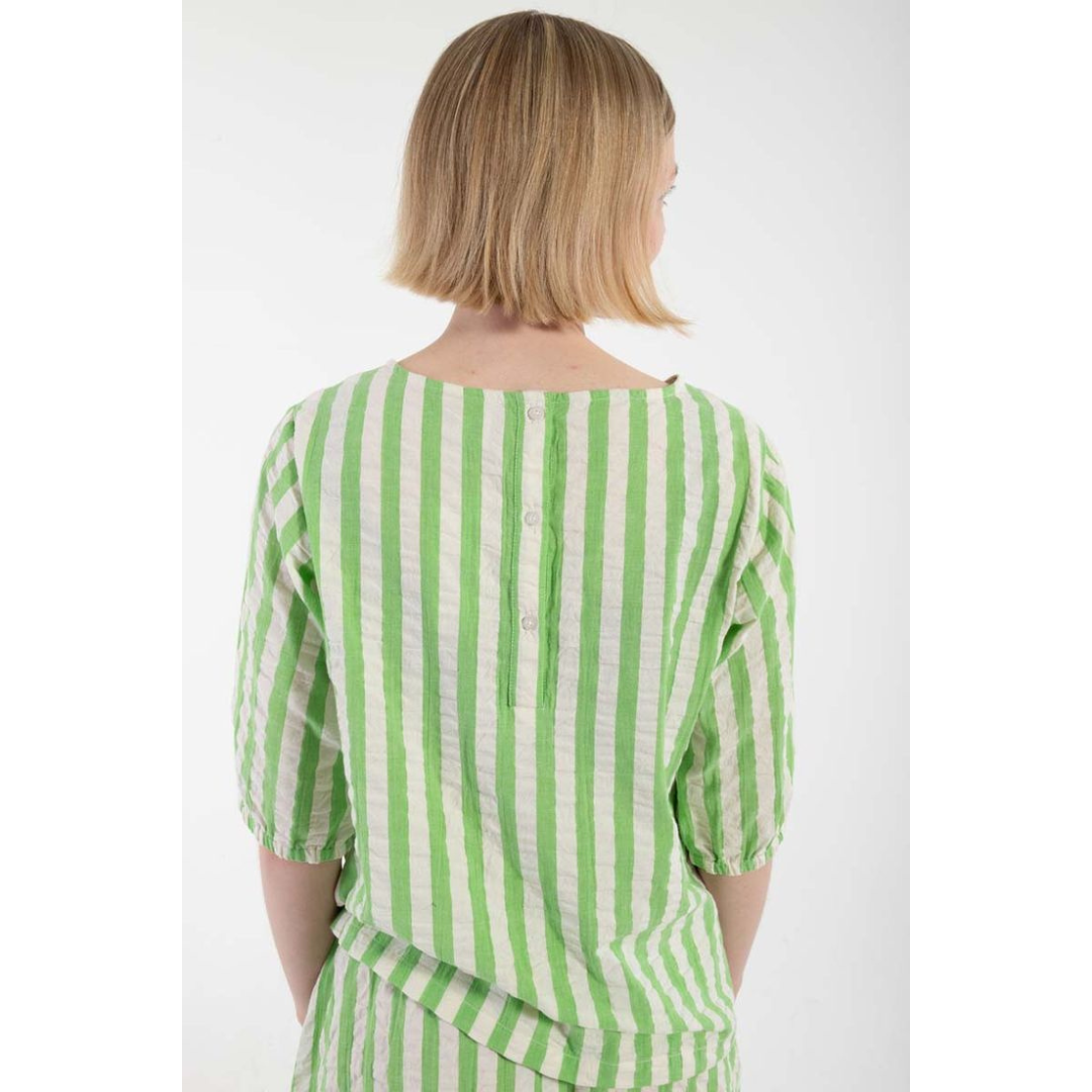 Seersucker Shirt - Bright Green/Chalk