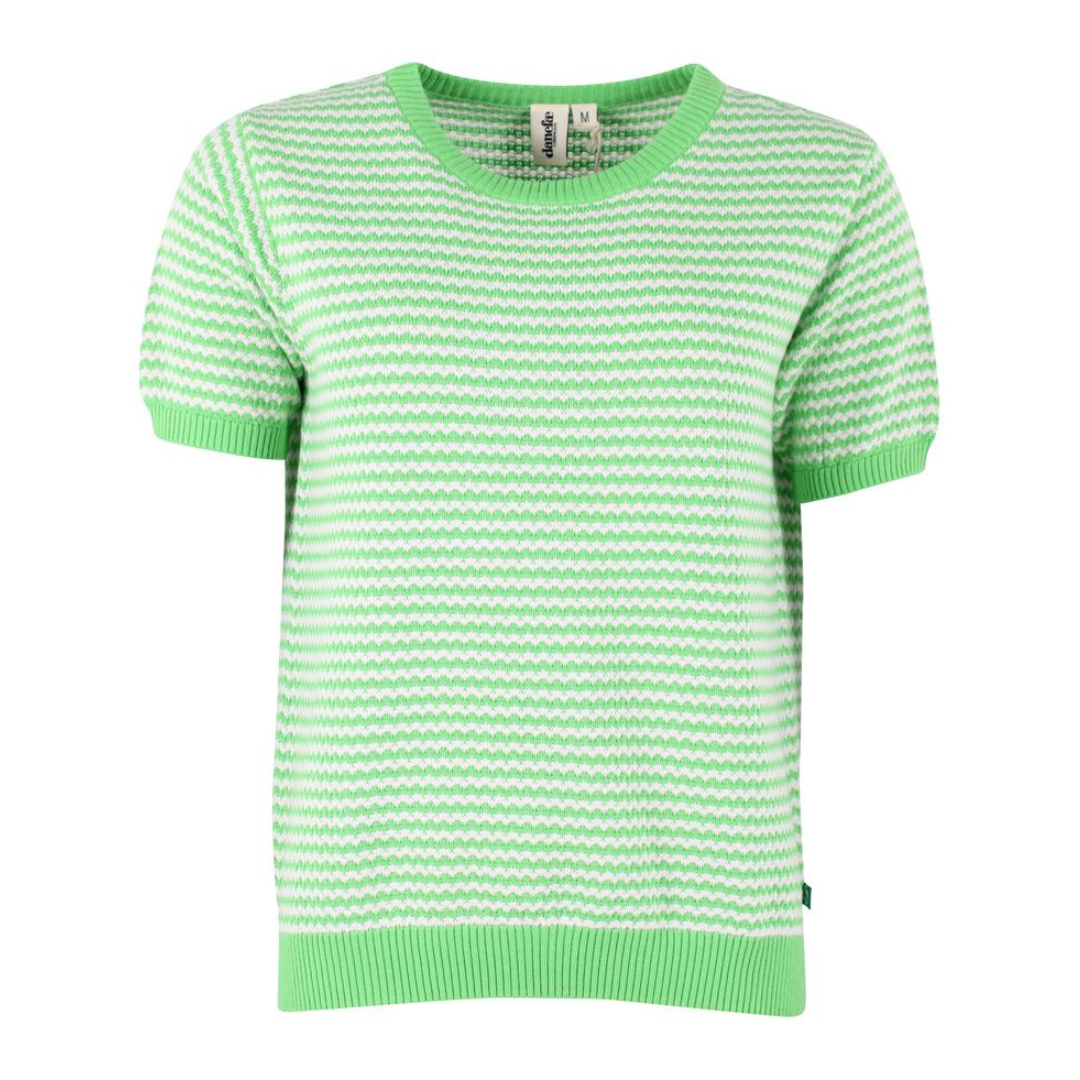 Pearl Knit Sweater Tee - Bright Green/Chalk - 50% OFF