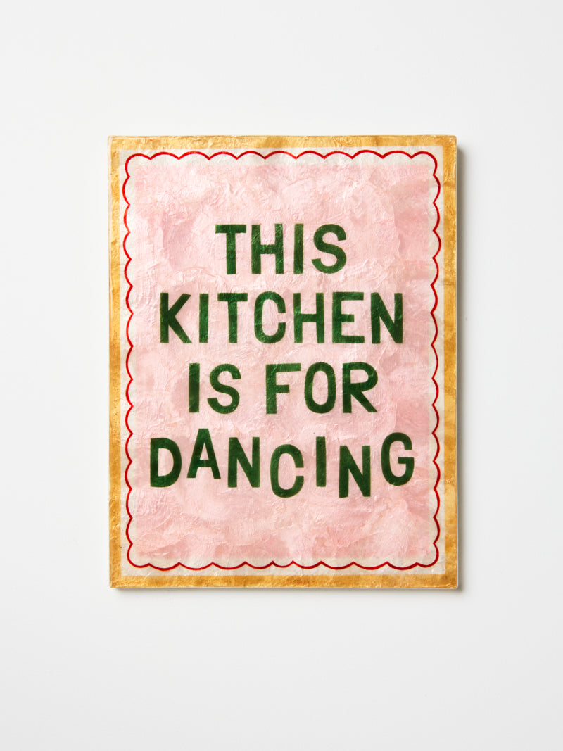 This Kitchen Is For Dancing Wall Tile Small, hand painted capiz shell kitchen wall art in blush pink