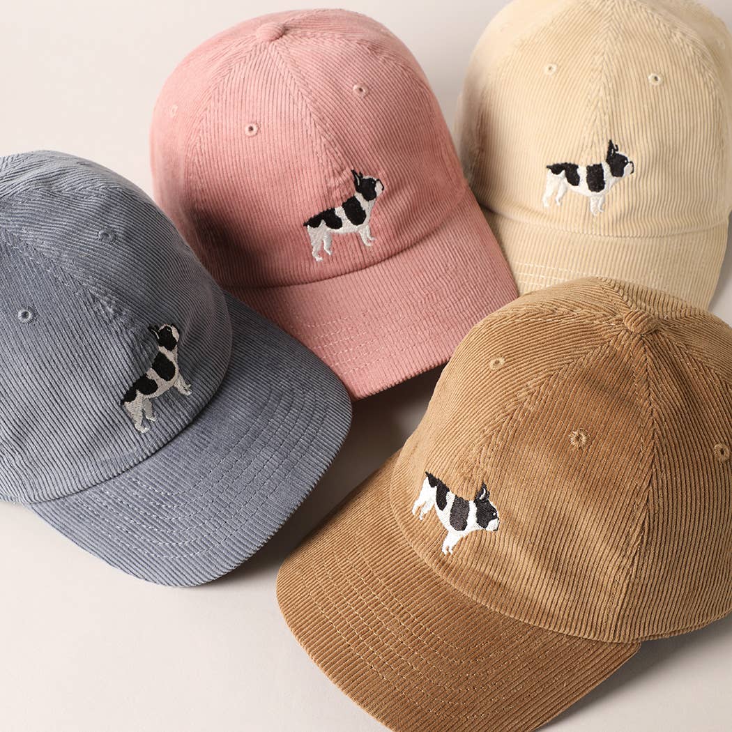 French Bulldog Corduroy Cap - Mauve