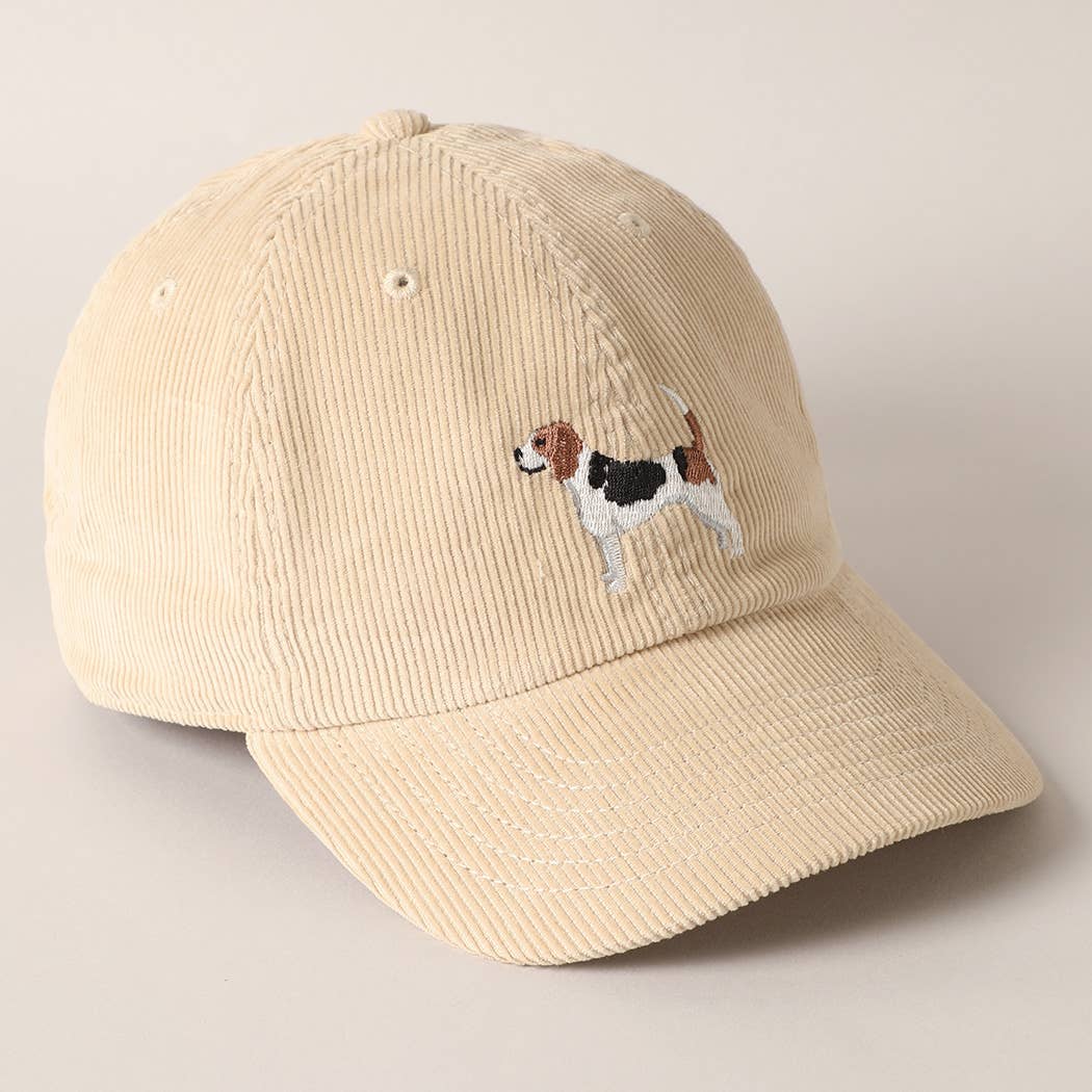 Beagle Dog Corduroy Cap  - SAND