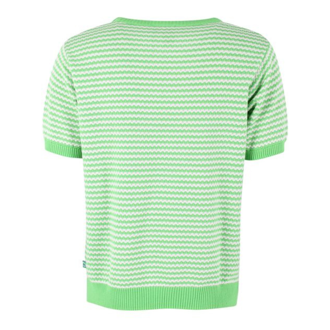 Pearl Knit Sweater Tee - Bright Green/Chalk - 50% OFF