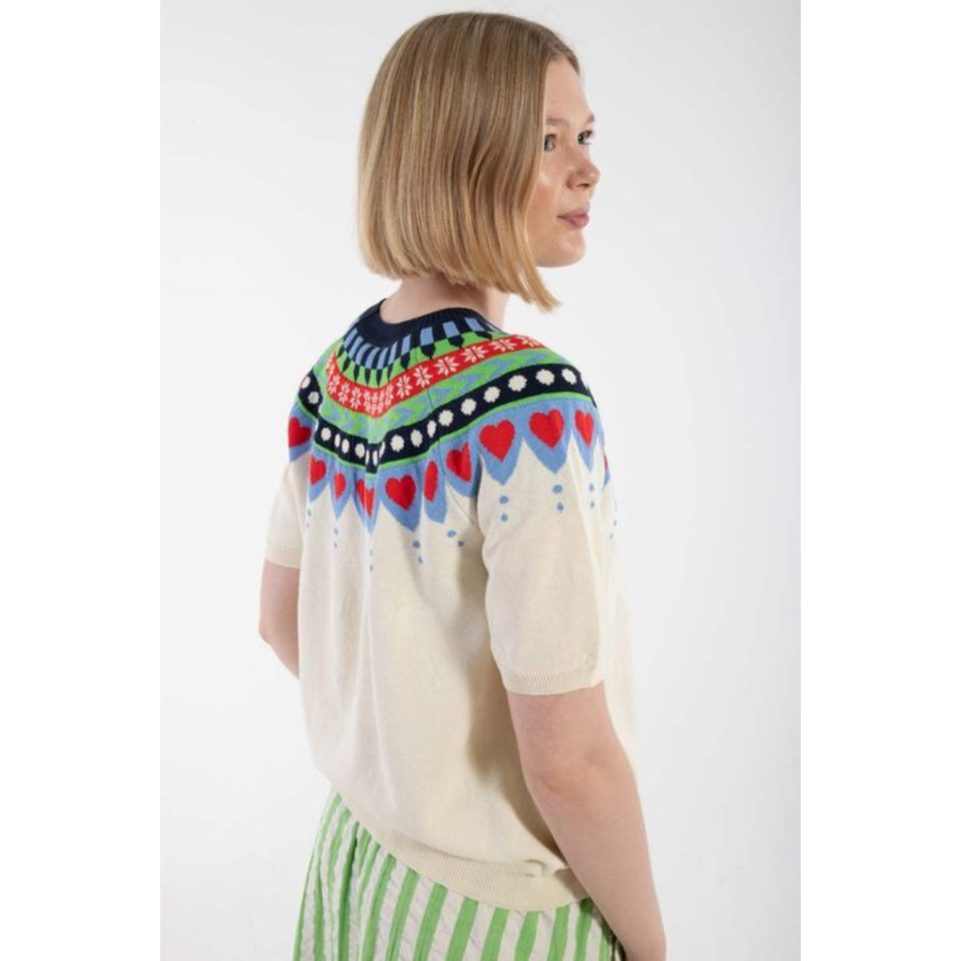 Cotton Knit Sweater Tee -  Chalk - 50% OFF