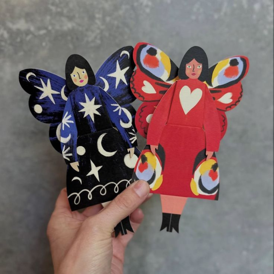 Butterfly Woman Sitting Greeting Card - Cosmic