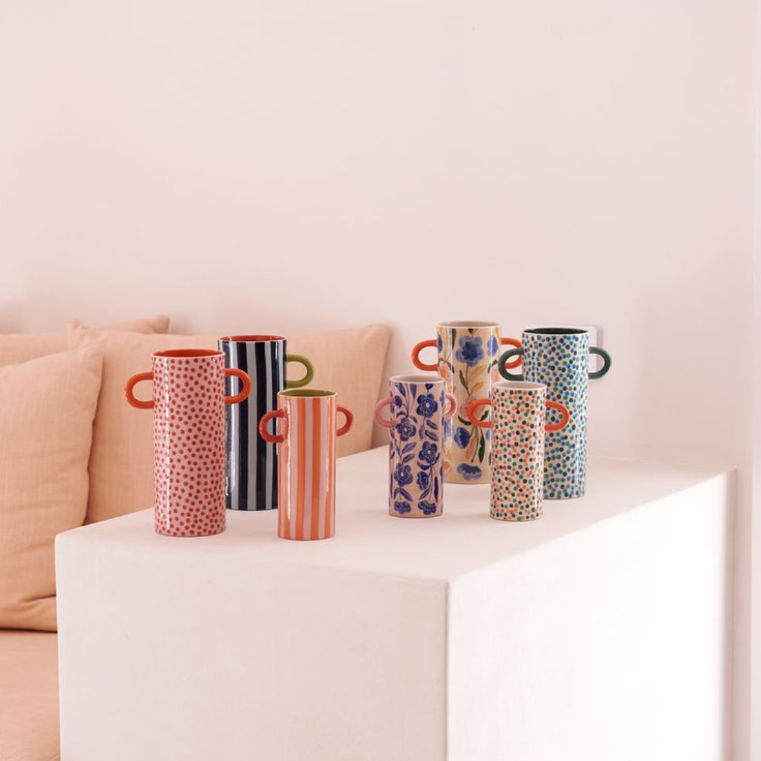 GRIFFE BLUE STRIPE TALL VASE