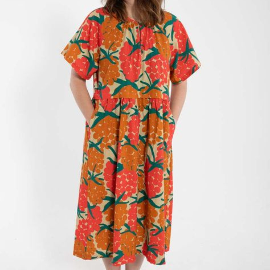 Daneluft Seersucker Dress Beige MAXIBERRY