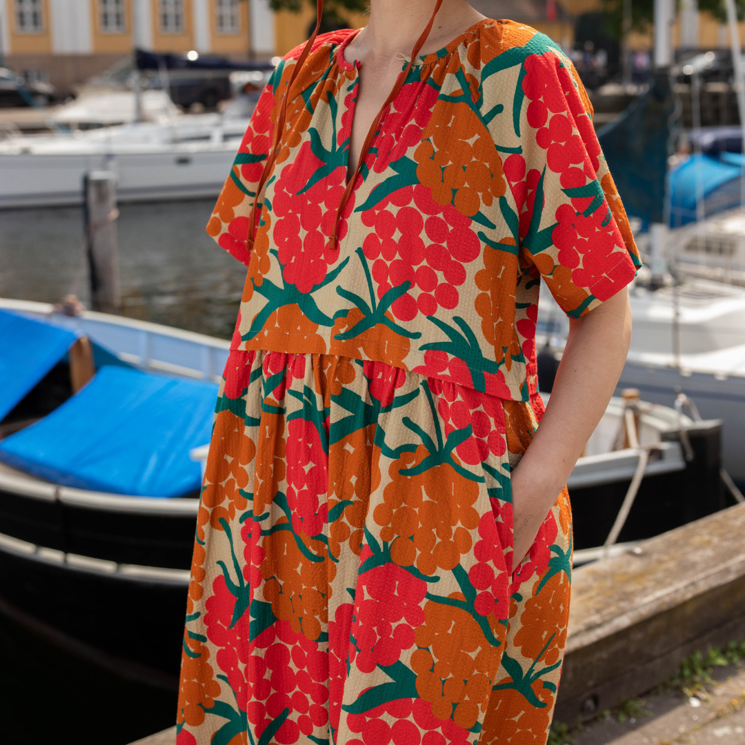 Daneluft Seersucker Dress Beige MAXIBERRY