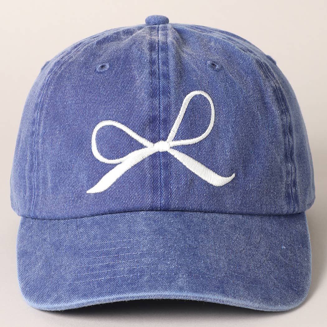 PRE ORDER Embroidered Bow Baseball Cap - Royal Blue