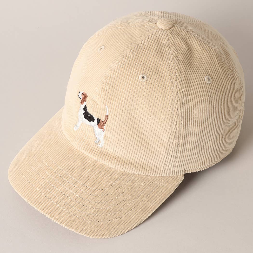 Beagle Dog Corduroy Cap  - SAND