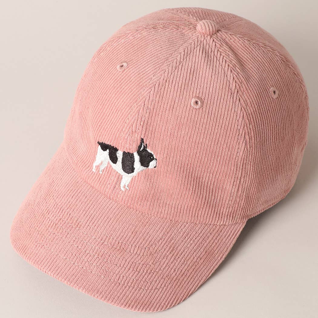 PRE ORDER French Bulldog Corduroy Baseball Cap - Mauve