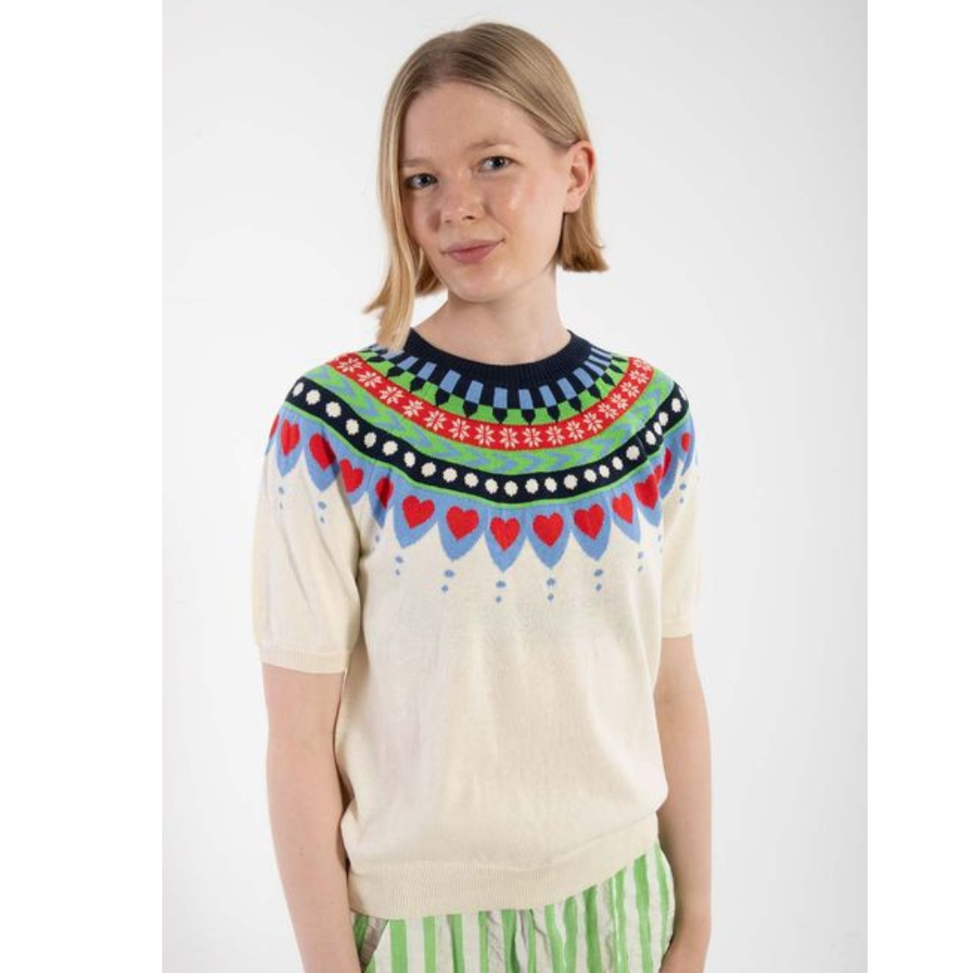 Cotton Knit Sweater Tee -  Chalk - 50% OFF