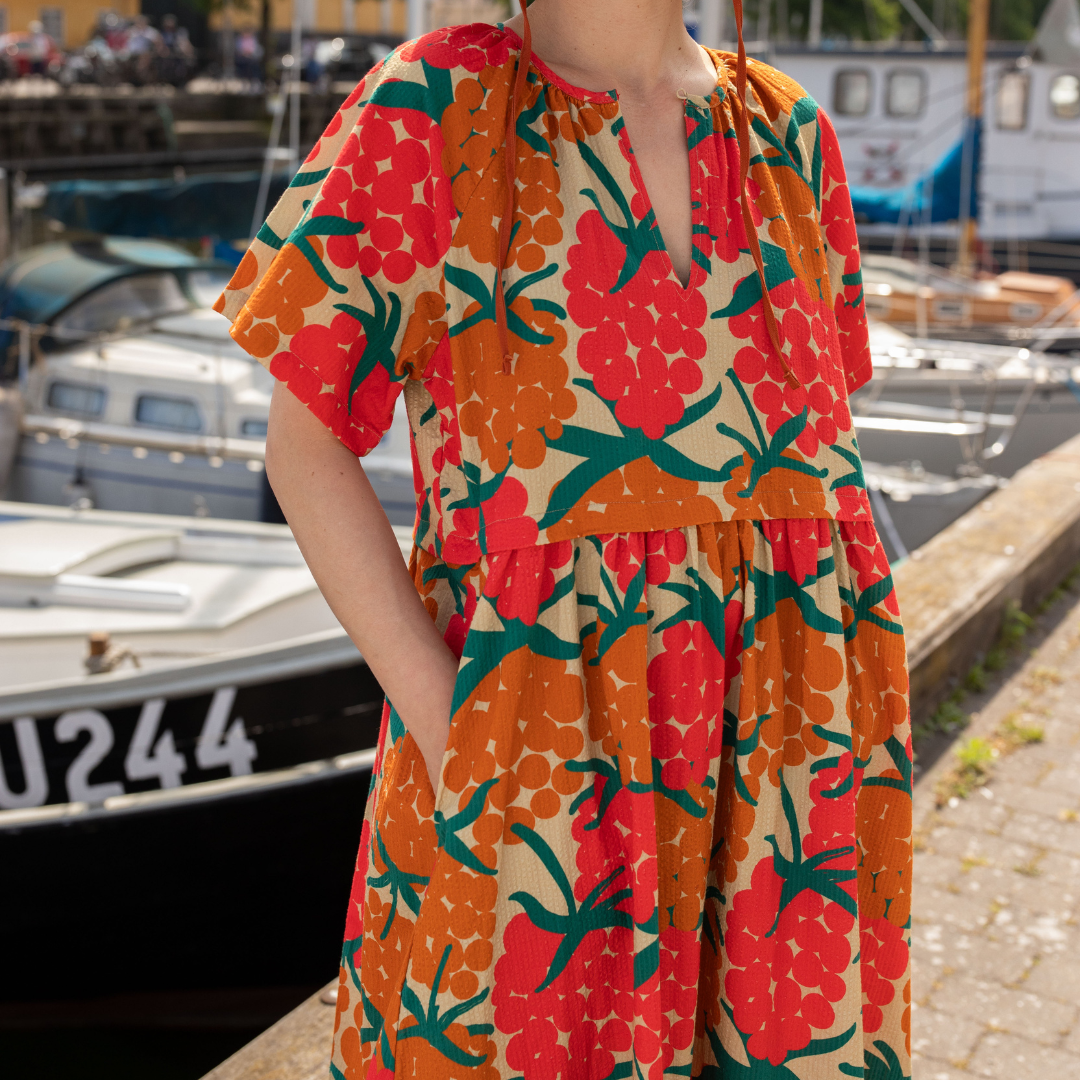 Daneluft Seersucker Dress Beige MAXIBERRY