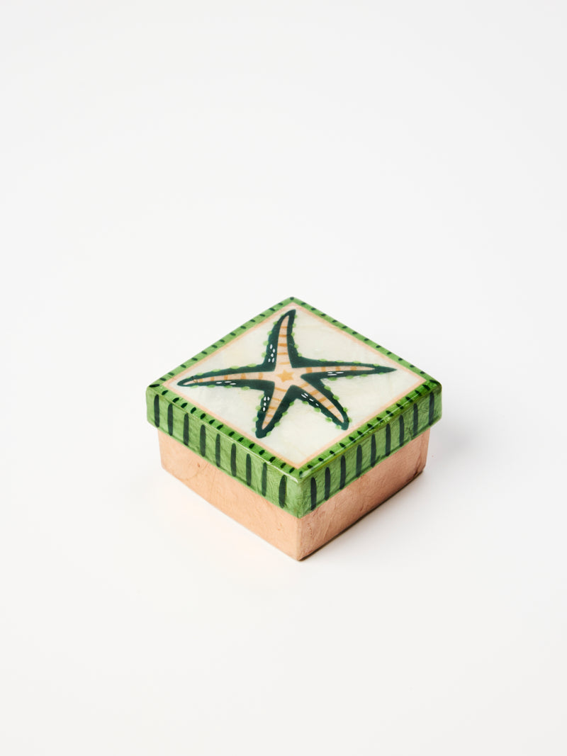 Starfish capiz box with lid open for rings and earrings