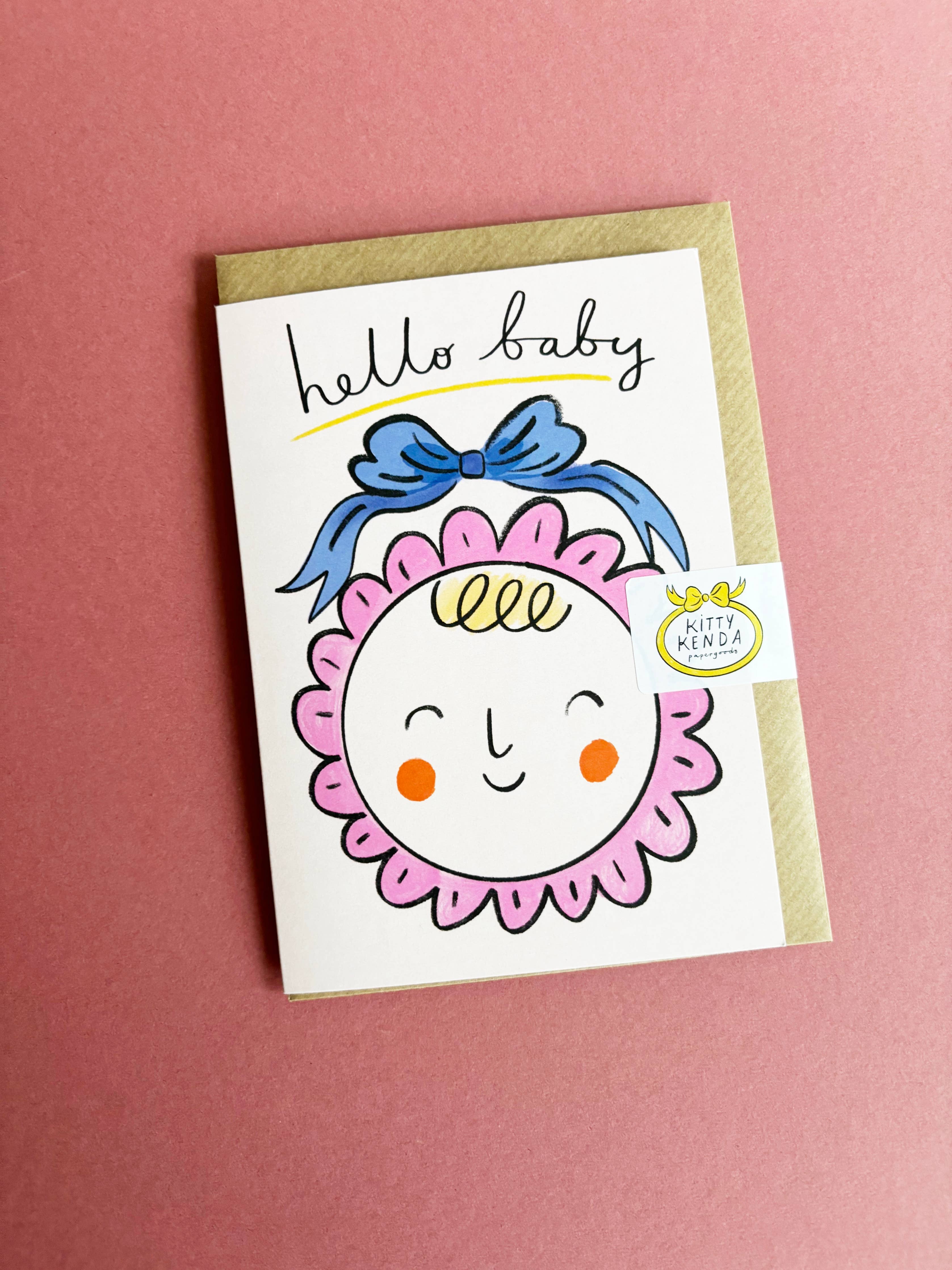 Hello Baby in Bonnet Greeting Card
