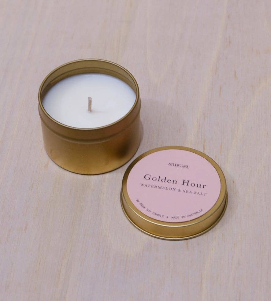 Golden Hour Candle Travel Tin | Sea Salted Watermelon