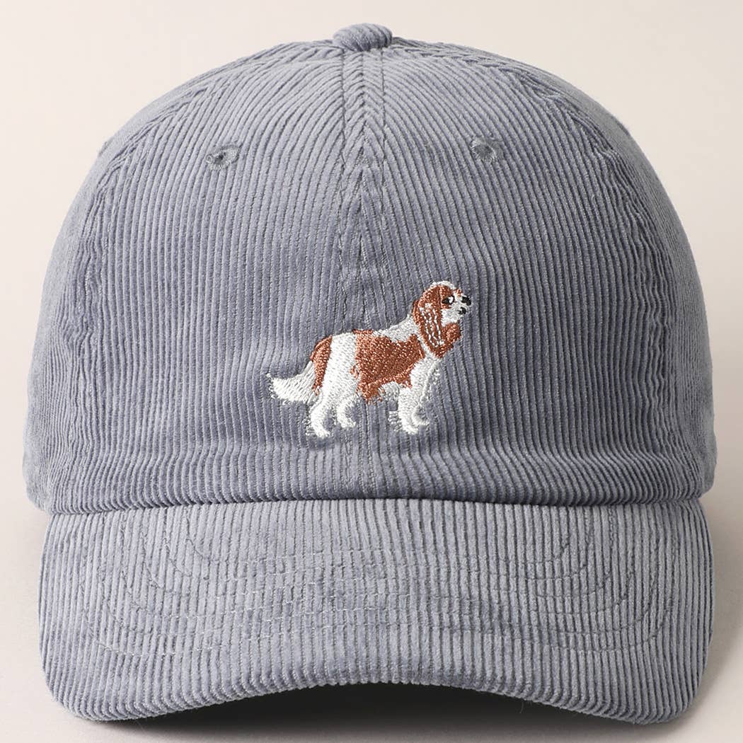 Cavalier King Corduroy Cap - Blue Grey