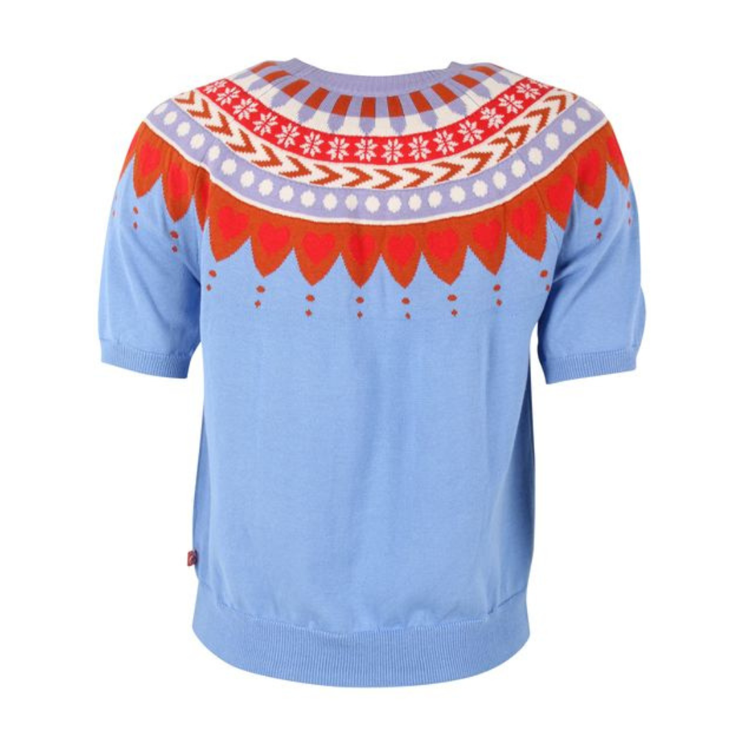 Cotton Knit Sweater Tee -  Water blue - 50% OFF