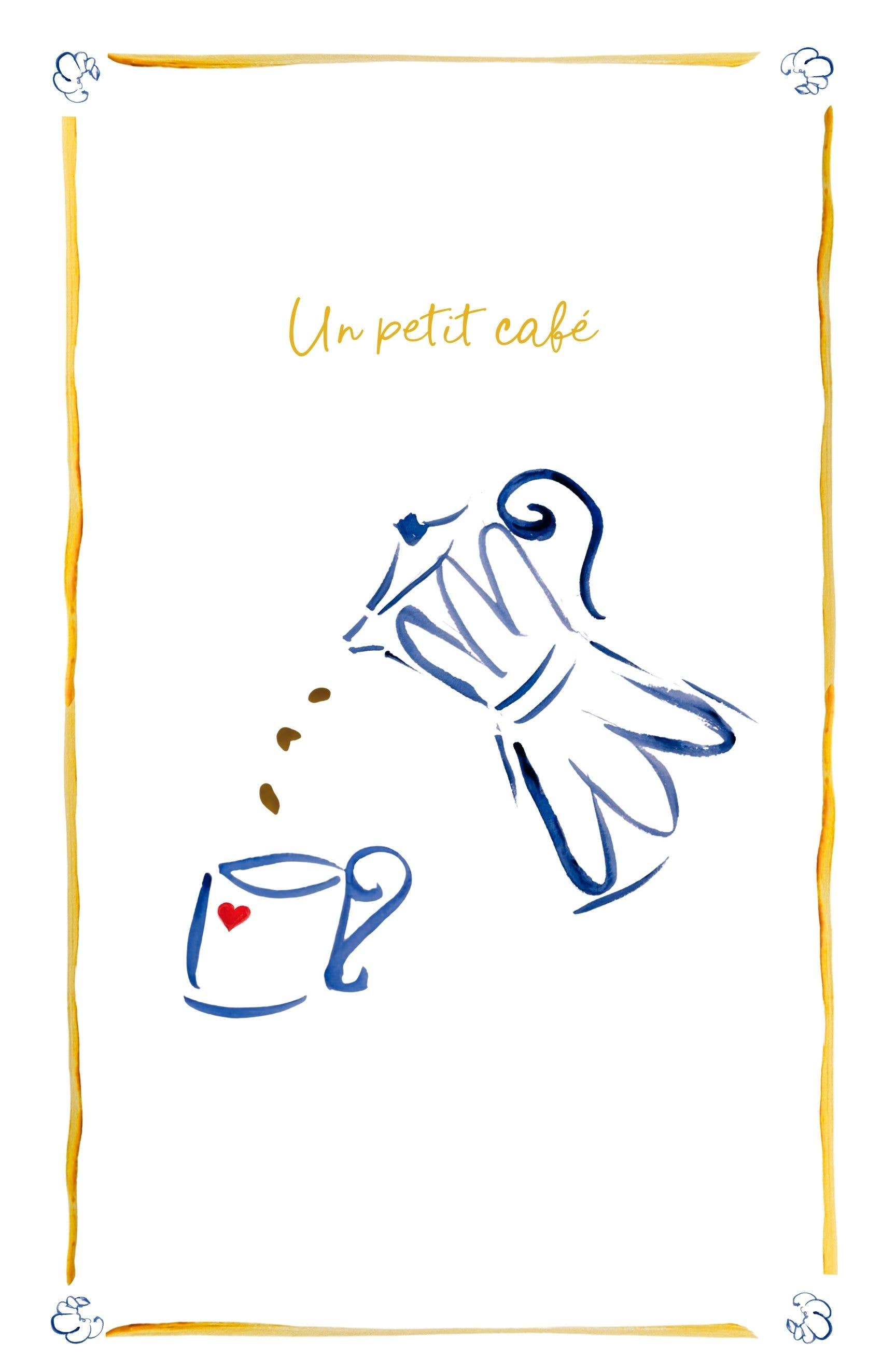 Un Petit Café - Illustrated Linen Tea Towel