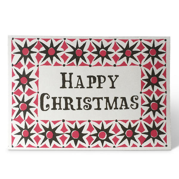 Cambridge Imprint dark green Alhambra pattern Christmas card