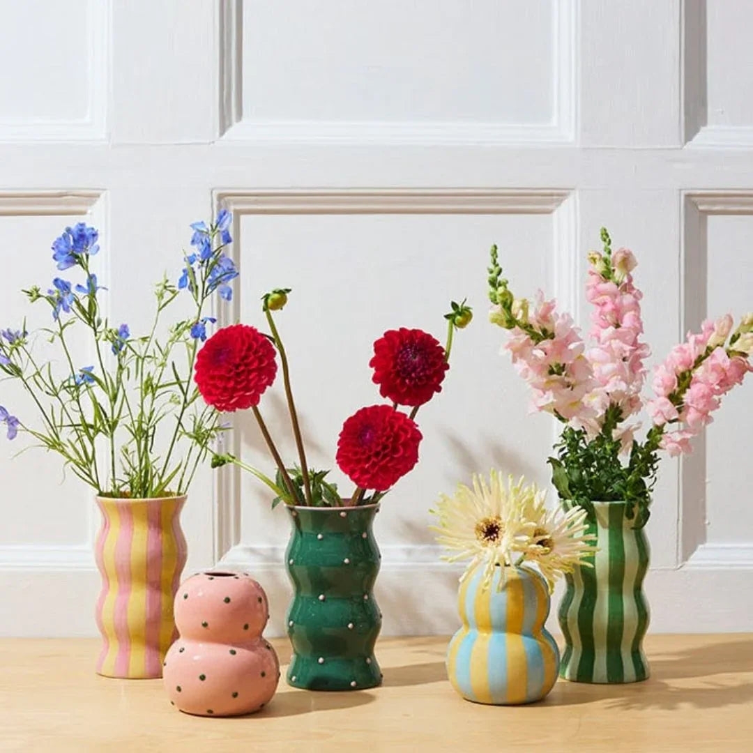FONDA VASE YELLOW BLUE STRIPE