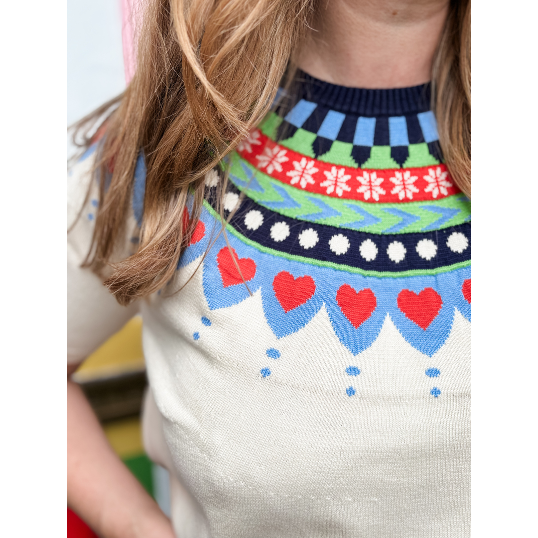 Cotton Knit Sweater Tee -  Chalk - 50% OFF