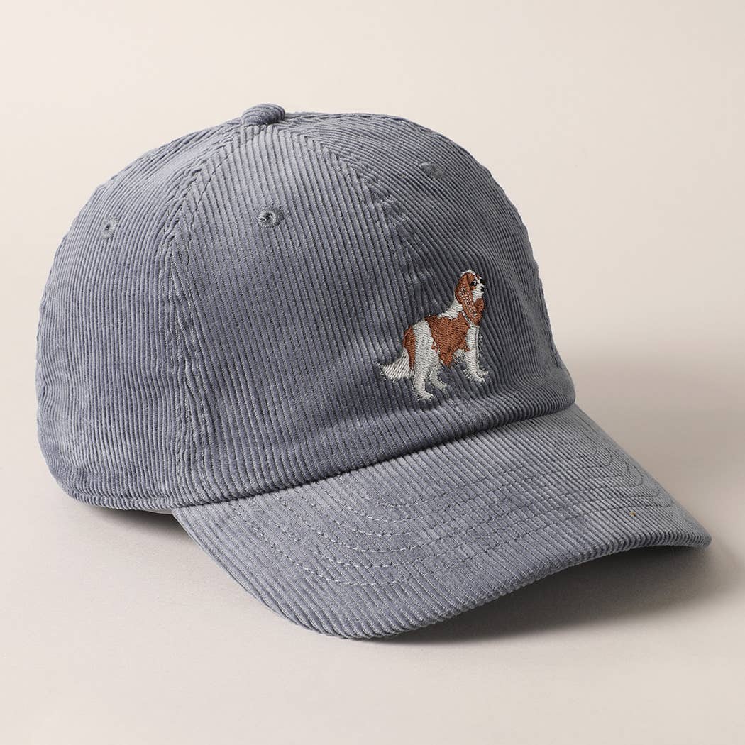 Cavalier King Corduroy Cap - Blue Grey