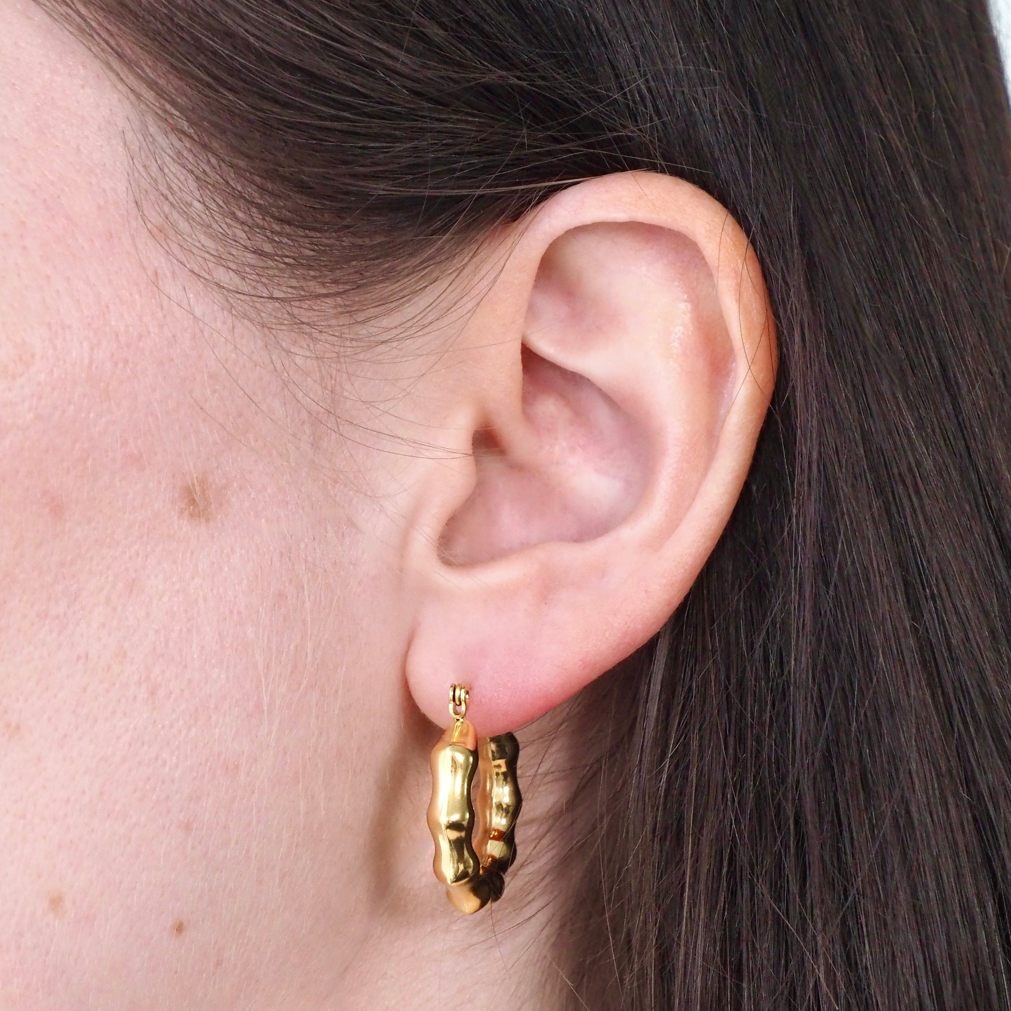 Bamboo Waterproof Hoop Earrings