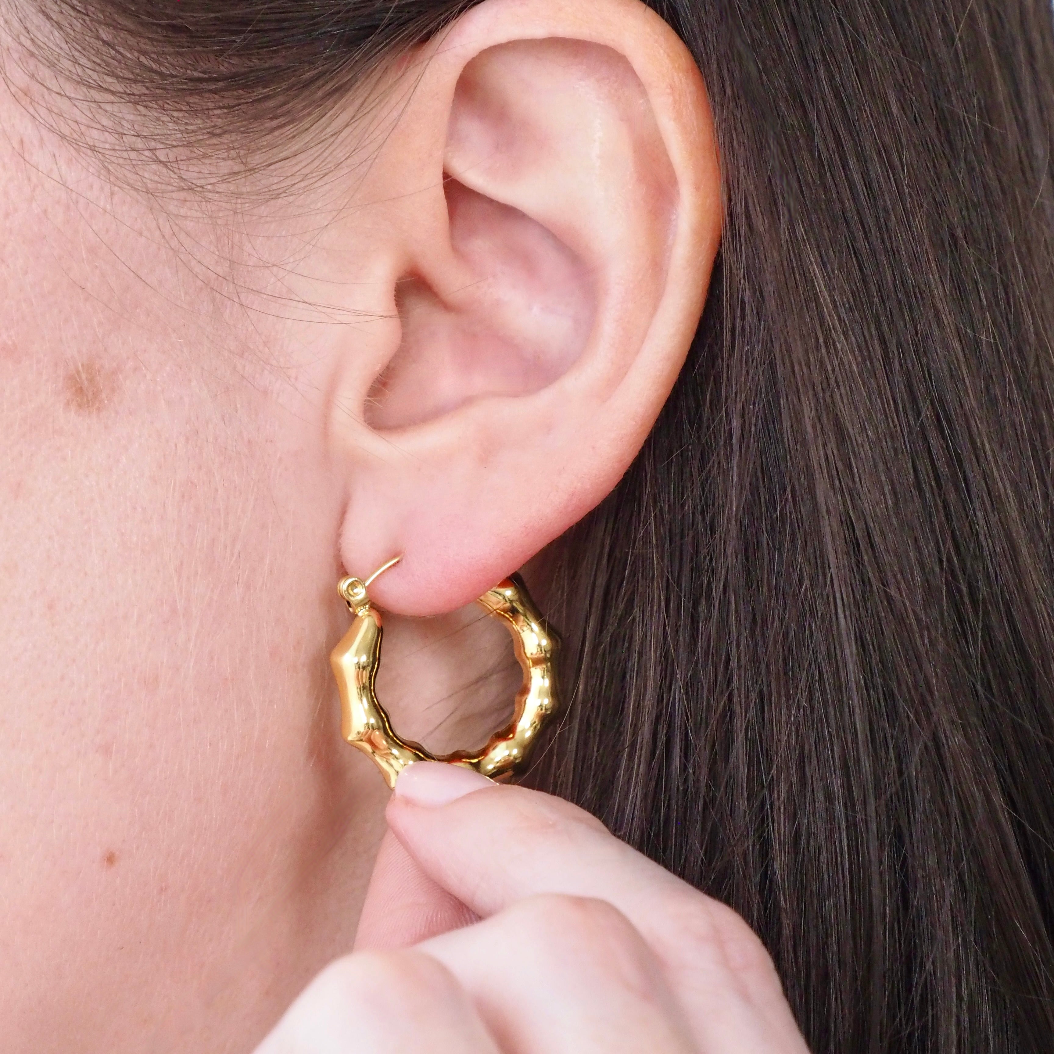 Bamboo Waterproof Hoop Earrings
