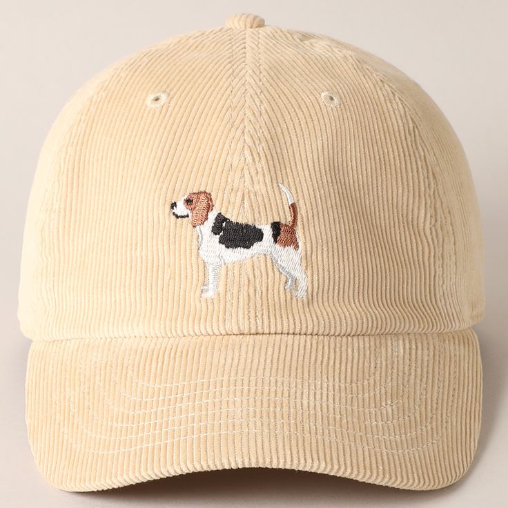 Beagle Dog Corduroy Cap  - SAND