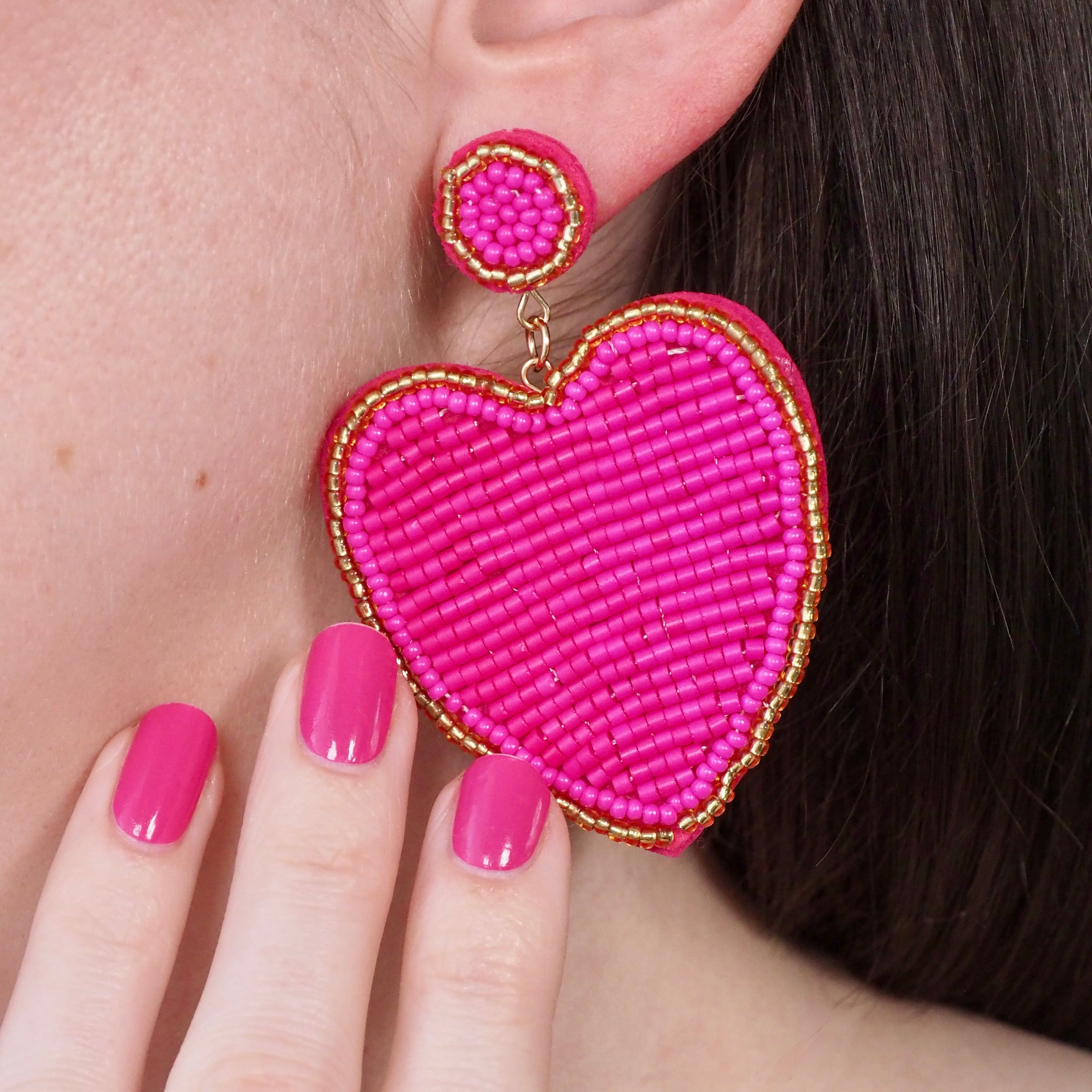 BIG LOVE EARRINGS - Fuchsia