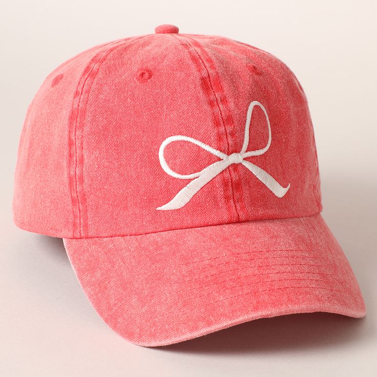 Embroidered Bow Baseball Cap - Red
