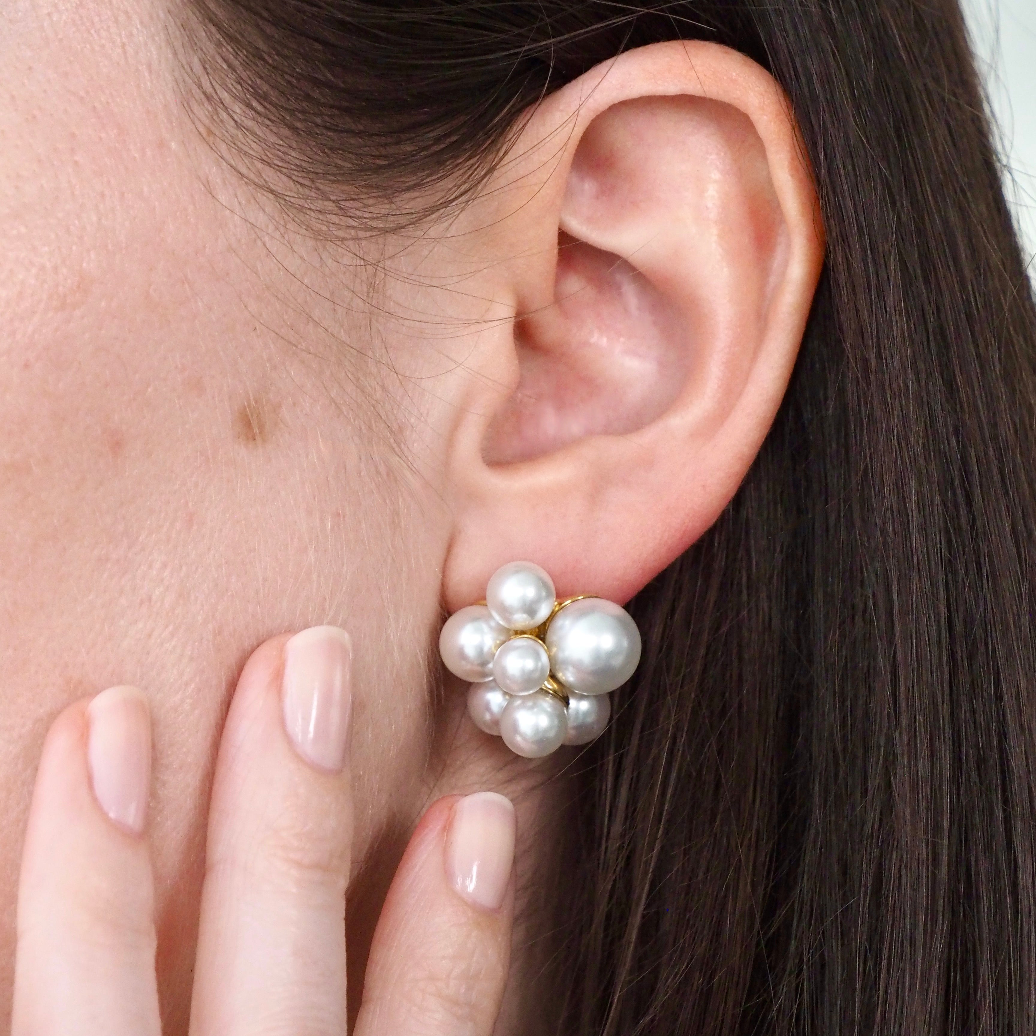 "Cluster F*ck" Pearl Waterproof Earrings - Gold
