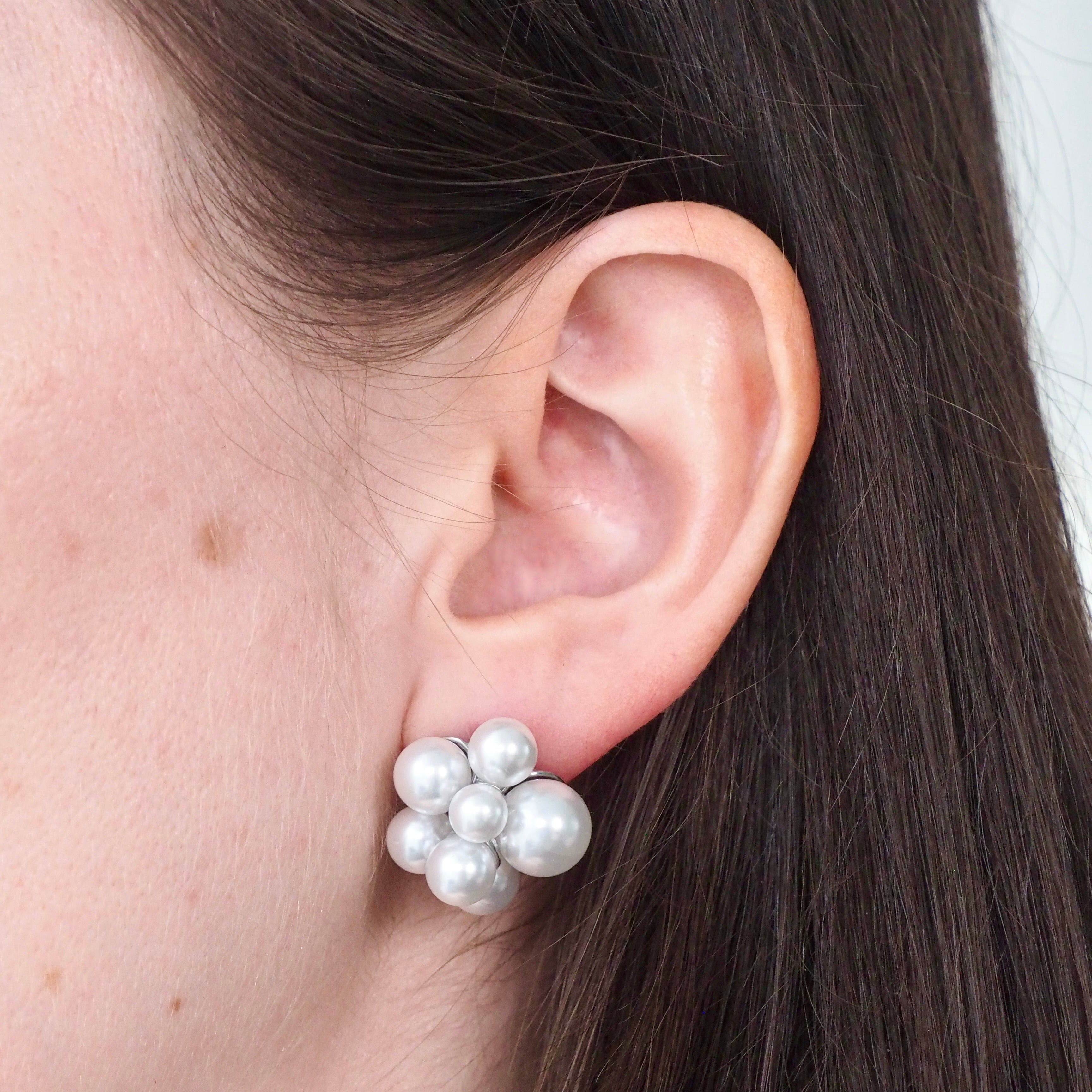 "Cluster F*ck" Pearl Waterproof Earrings - Silver