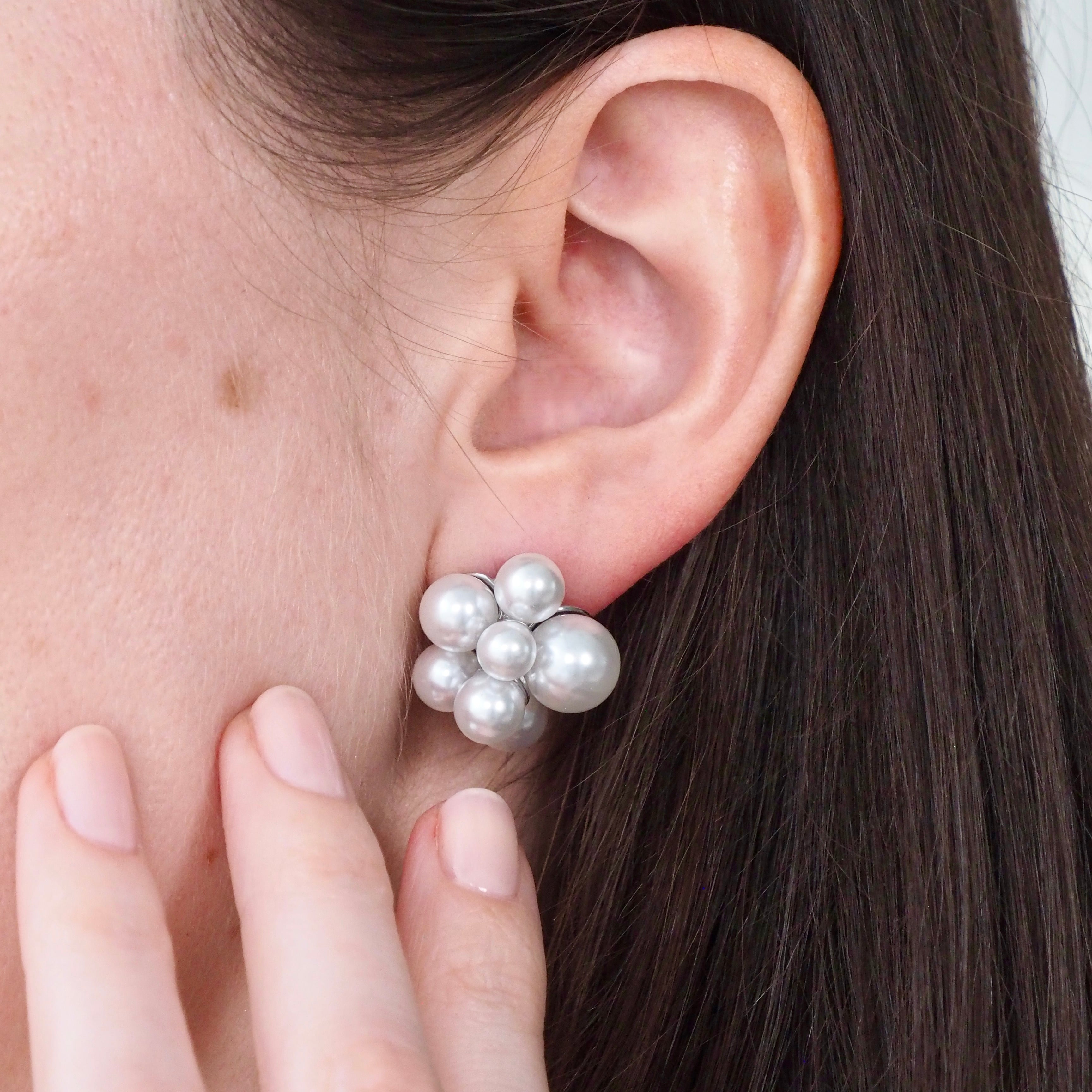 "Cluster F*ck" Pearl Waterproof Earrings - Silver