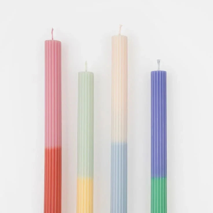 Multi Block Colour Table Candles - set of 4