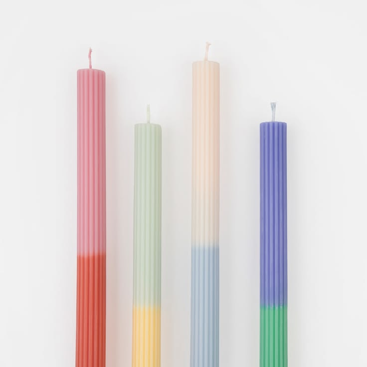 Multi Block Colour Table Candles - set of 4