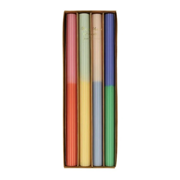 Multi Block Colour Table Candles - set of 4