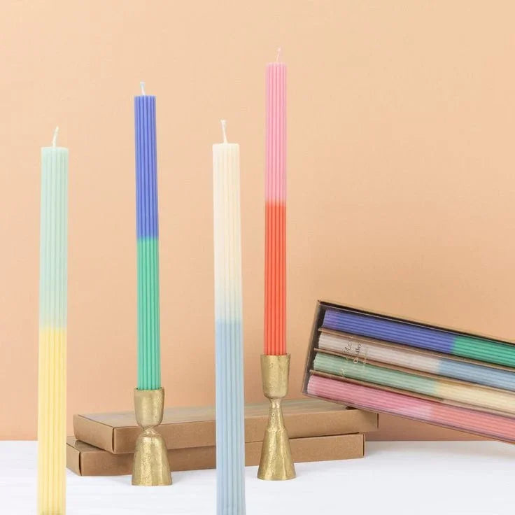 Multi Block Colour Table Candles - set of 4