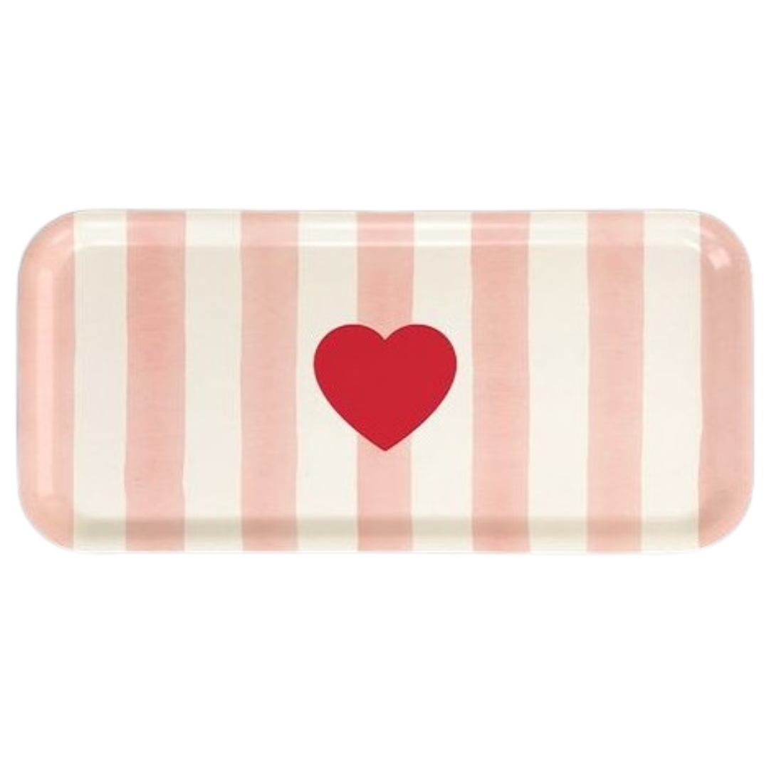 Pink Stripes Heart Tray