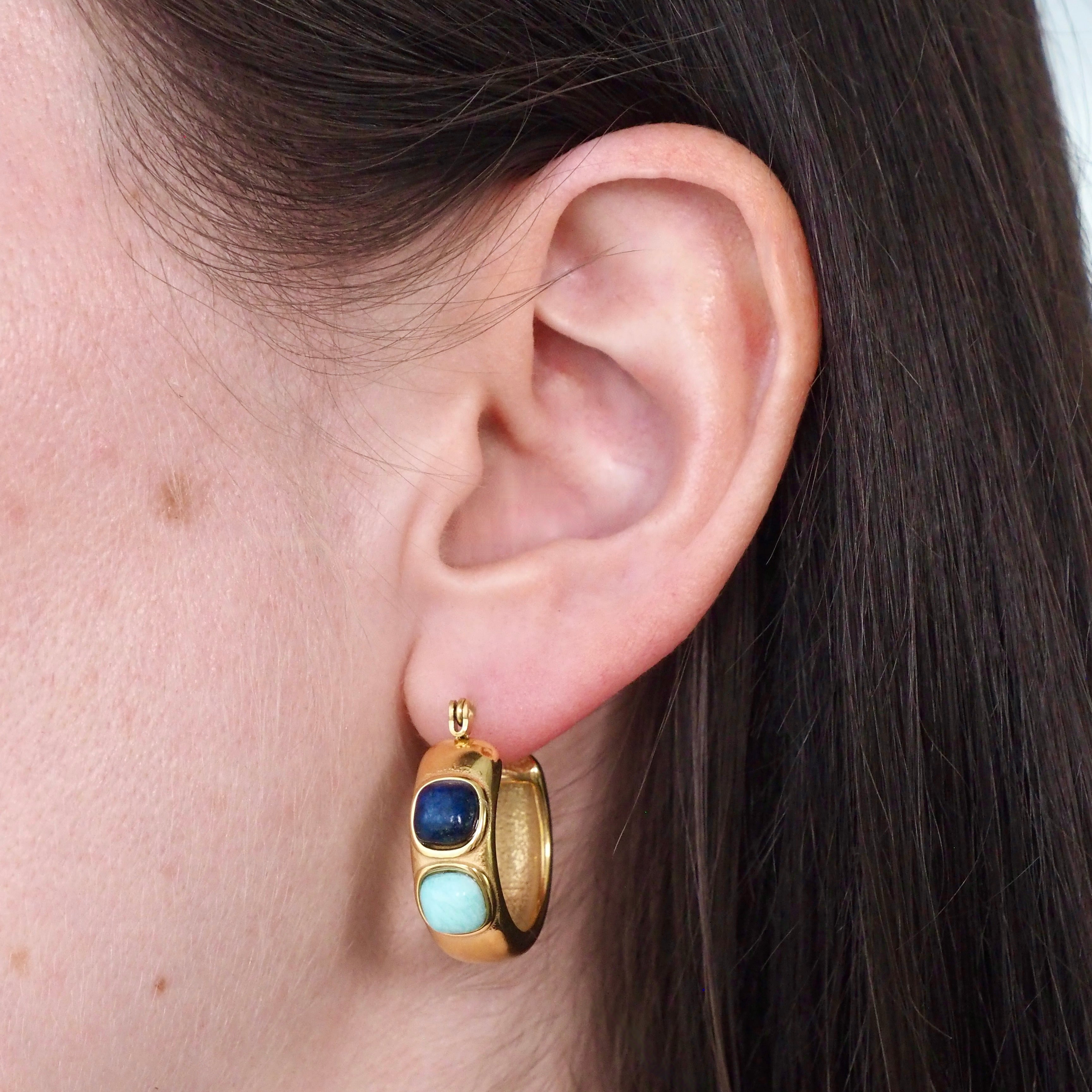 Double Blues Waterproof Hoop Earrings