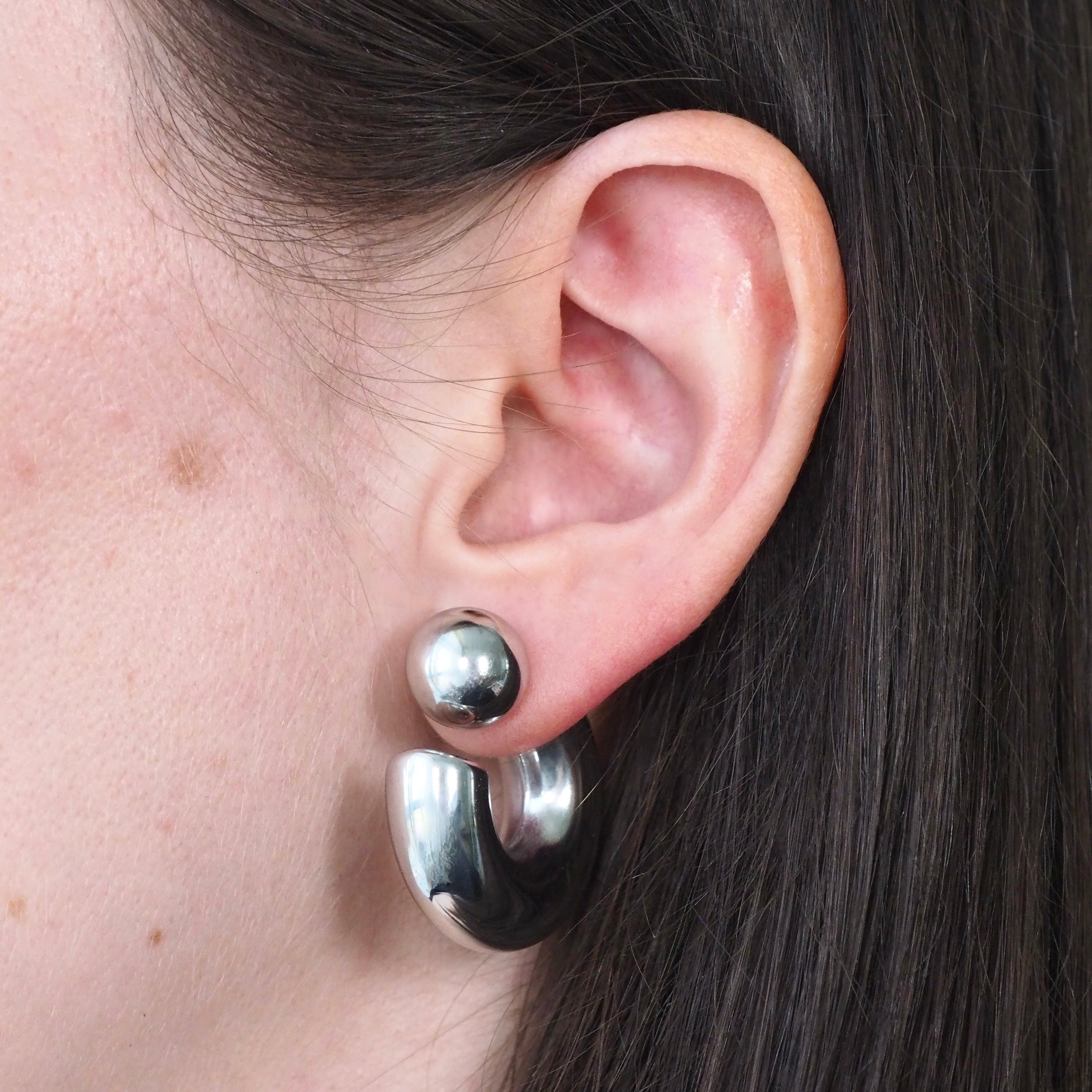 Double Trouble Waterproof Hoop Earrings - Silver